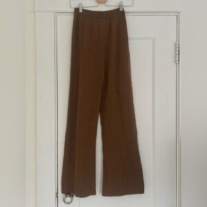 OZMA of California Light Brown Alpaca and Merino Wool Wide Leg Pants, Size S